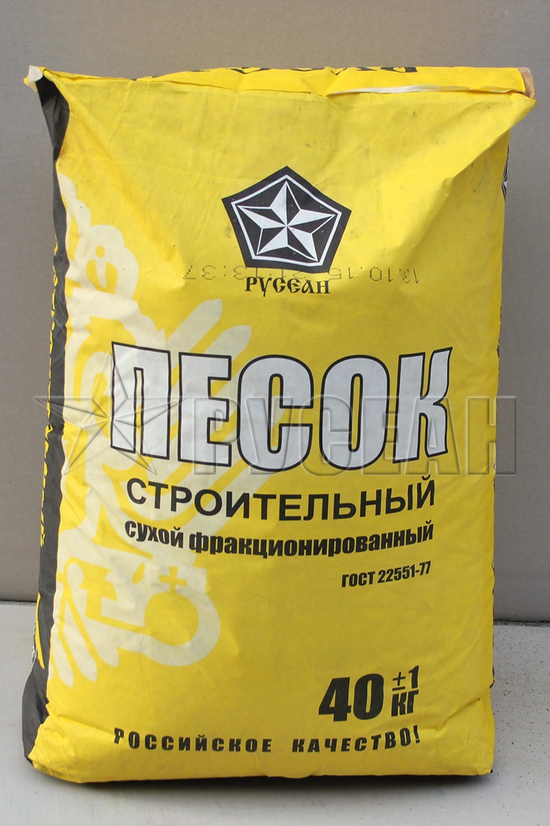 Строительный песок в мешках "Русеан". Особенности материала. фото