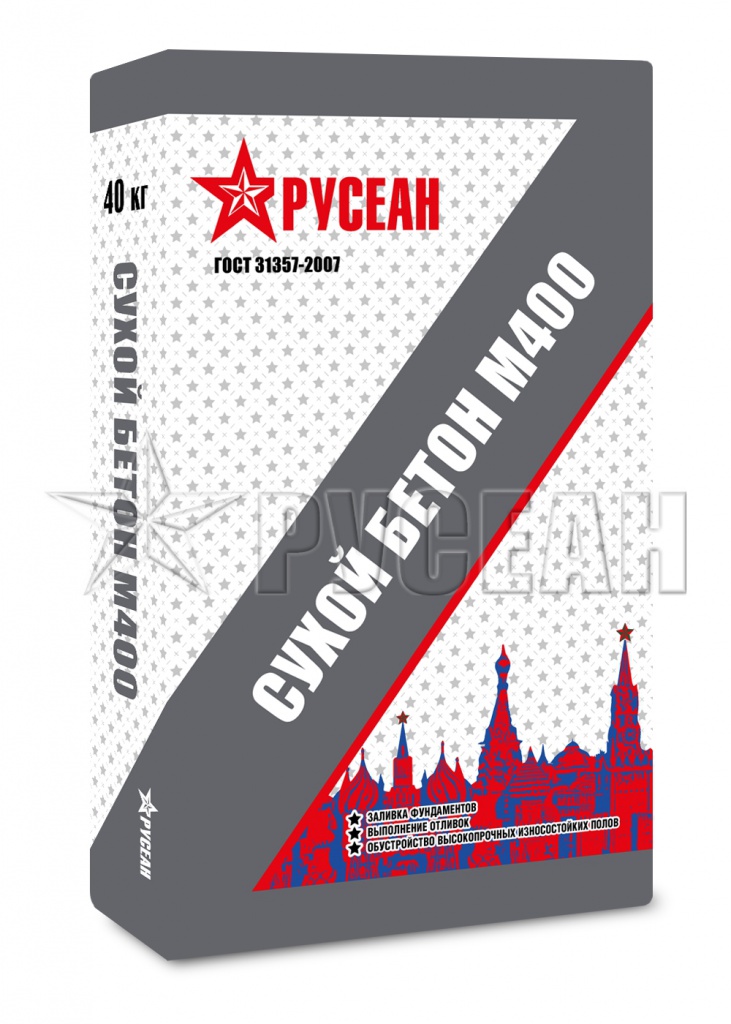 Сухой БЕТОН М-400 фракция до 7мм (Рецепт №2), 40 кг фото товара