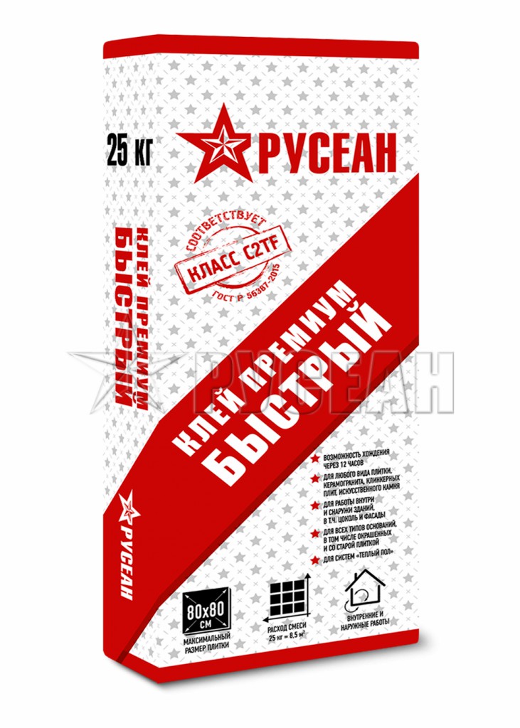 Клей для плитки БЫСТРЫЙ в мешках по 25 кг фото товара